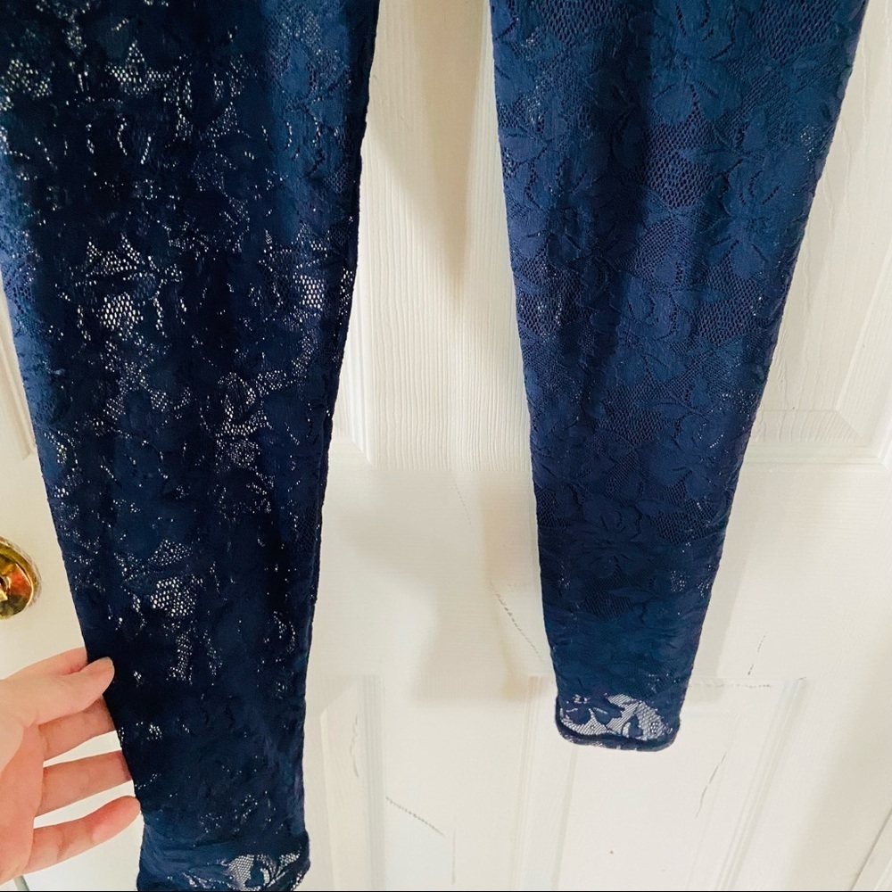 RUEHL NO.925 navy lace mesh ankle stretch leggings size medium - Picture 8 of 14
